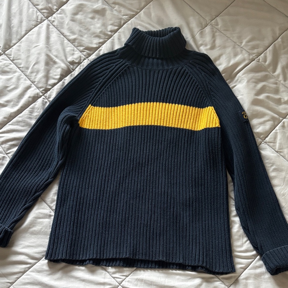 Polo Ralph Lauren Navy Turtleneck with Yellow Stripe